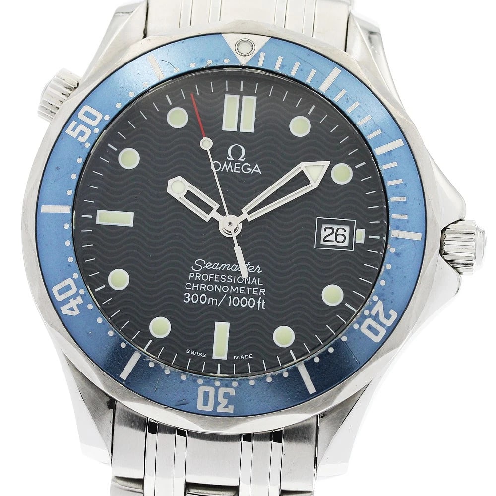 OMEGA SEAMASTER DATE NAVY DIAL AUTOMATIC WATCH: OMEGA Seamaster Date Navy Dial Automatic Watch Brand: OMEGA Type/Style: Wristwatch Material: Band Material Stainless Steel, Case Material Stainless Steel Color: Band Color Silver, Case Color Silver,
