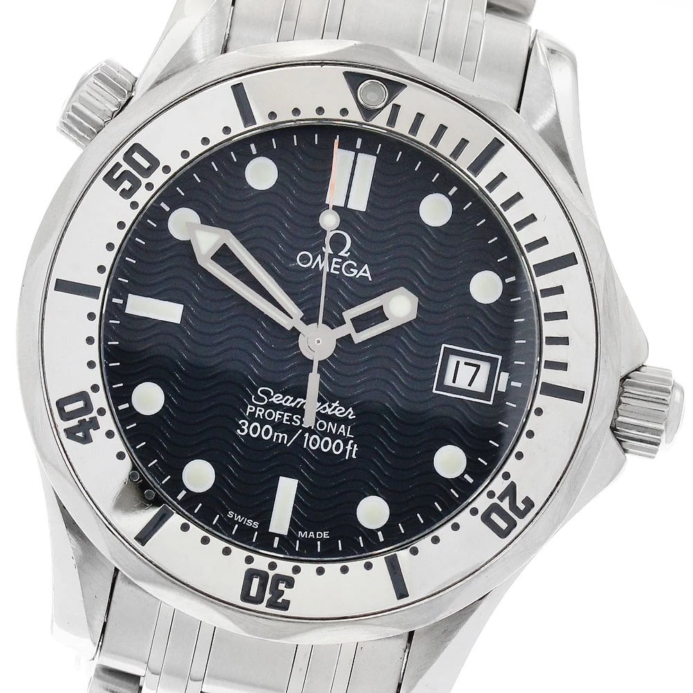 OMEGA SEAMASTER DATE NAVY DIAL QUARTZ WATCH: OMEGA Seamaster Date Navy Dial Quartz Watch Brand: OMEGA Type/Style: Wristwatch Material: Band Material Stainless Steel, Case Material Stainless Steel Color: Band Color Silver, Case Color Silver,