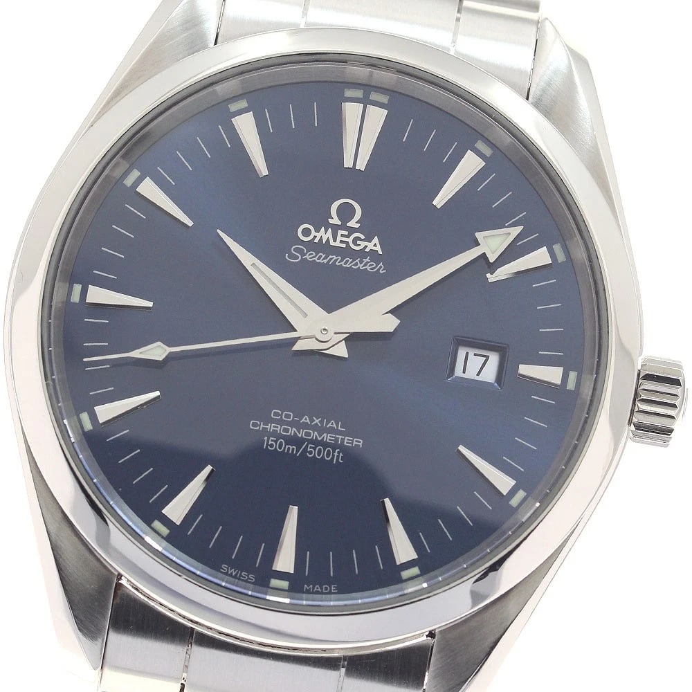 OMEGA SEAMASTER AQUA TERRA DATE NAVY DIAL AUTOMATIC WATCH: OMEGA Seamaster Aqua Terra Date Navy Dial Automatic Watch Brand: OMEGA Type/Style: Wristwatch Material: Band Material Stainless Steel, Case Material Stainless Steel Color: Band Color Silver, Case Colo