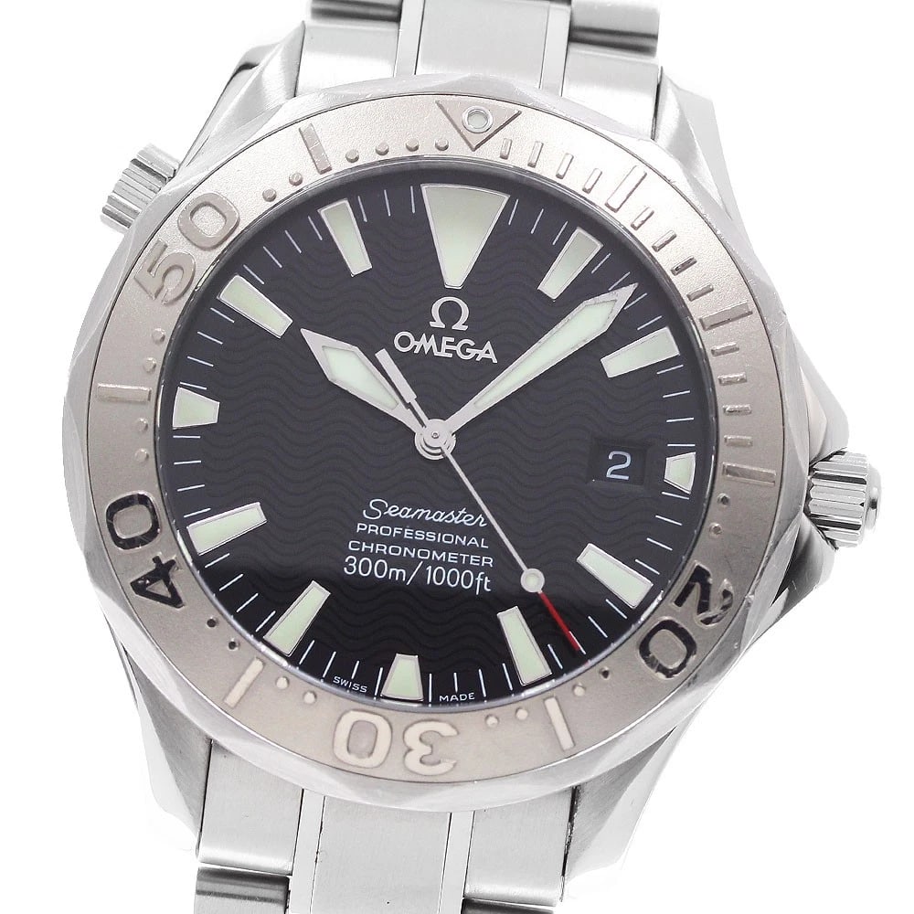 OMEGA SEAMASTER WG BEZEL DATE BLACK DIAL AUTOMATIC WATCH: OMEGA Seamaster WG bezel date black Dial Automatic Watch Brand: OMEGA Type/Style: Wristwatch Material: Band Material Stainless Steel, Case Material Stainless Steel/WG Color: Band Color Silver, Case