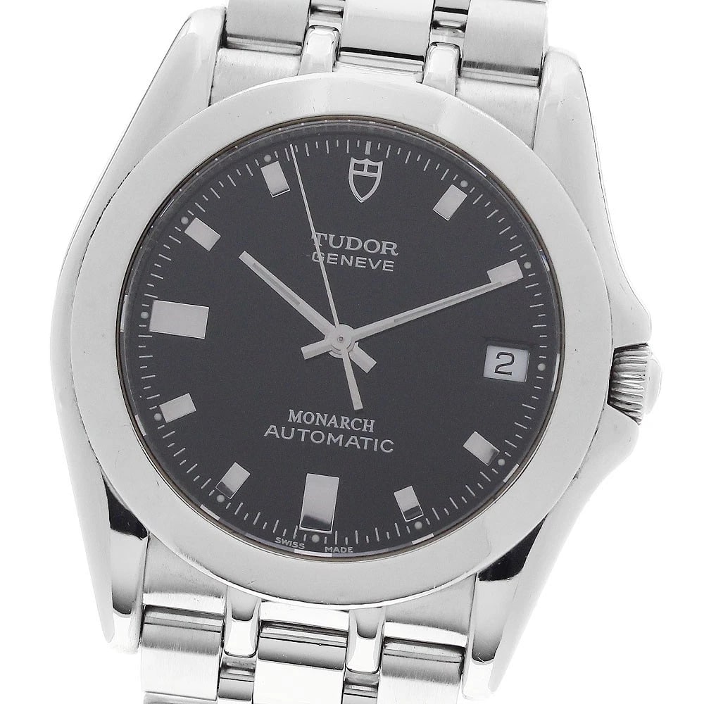 TUDOR MONARCH DATE BLACK DIAL AUTOMATIC WATCH: TUDOR Monarch Date Black Dial Automatic Watch Brand: TUDOR Type/Style: Wristwatch Material: Band Material Stainless Steel, Case Material Stainless Steel Color: Band Color Silver, Case Color Silver, Di