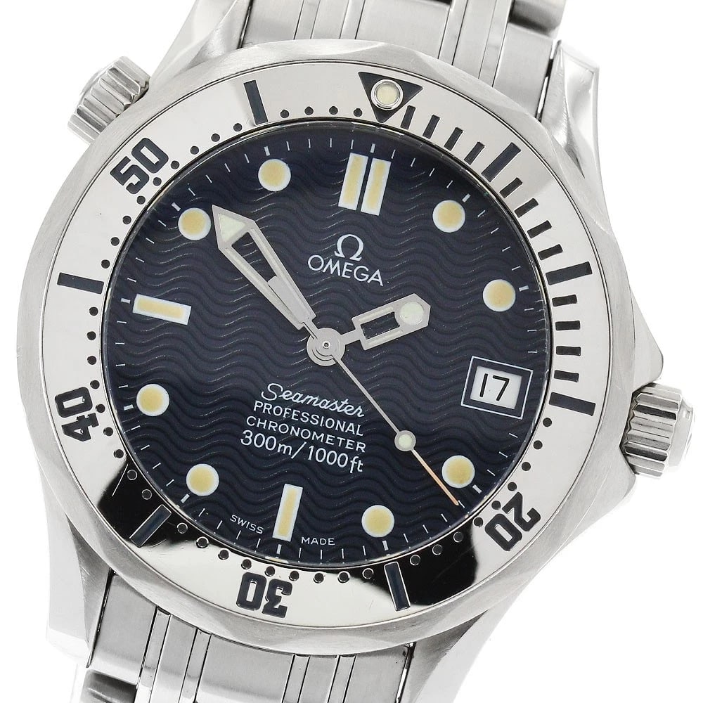 OMEGA SEAMASTER DATE NAVY DIAL AUTOMATIC WATCH: OMEGA Seamaster Date Navy Dial Automatic Watch Brand: OMEGA Type/Style: Wristwatch Material: Band Material Stainless Steel, Case Material Stainless Steel Color: Band Color Silver, Case Color Silver, D