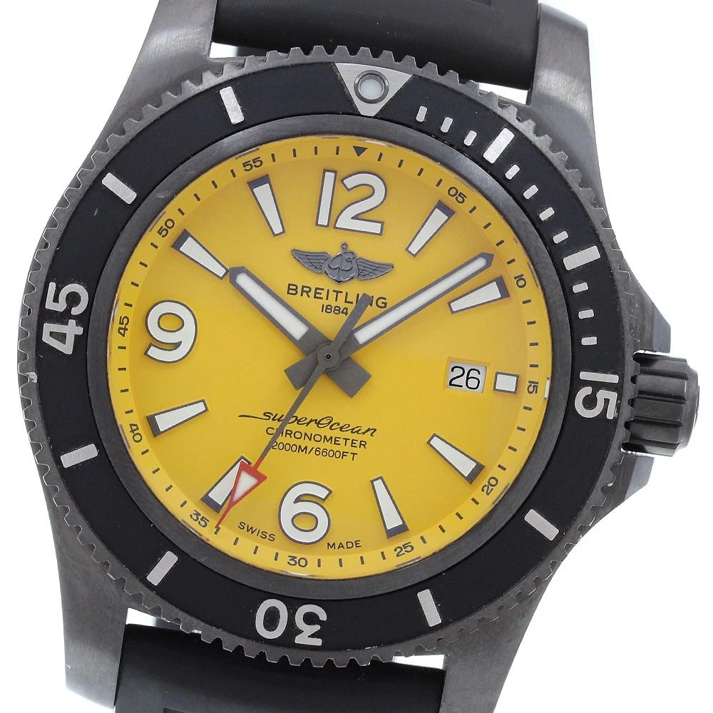 BREITLING SUPEROCEAN AUTOMATIC 46 DATE AUTOMATIC WATCH: BREITLING Superocean Automatic 46 Date Automatic Watch Brand: BREITLING Type/Style: Wristwatch Material: Band Material rubber, Case Material Stainless Steel Color: Band Color black, Case Color black,