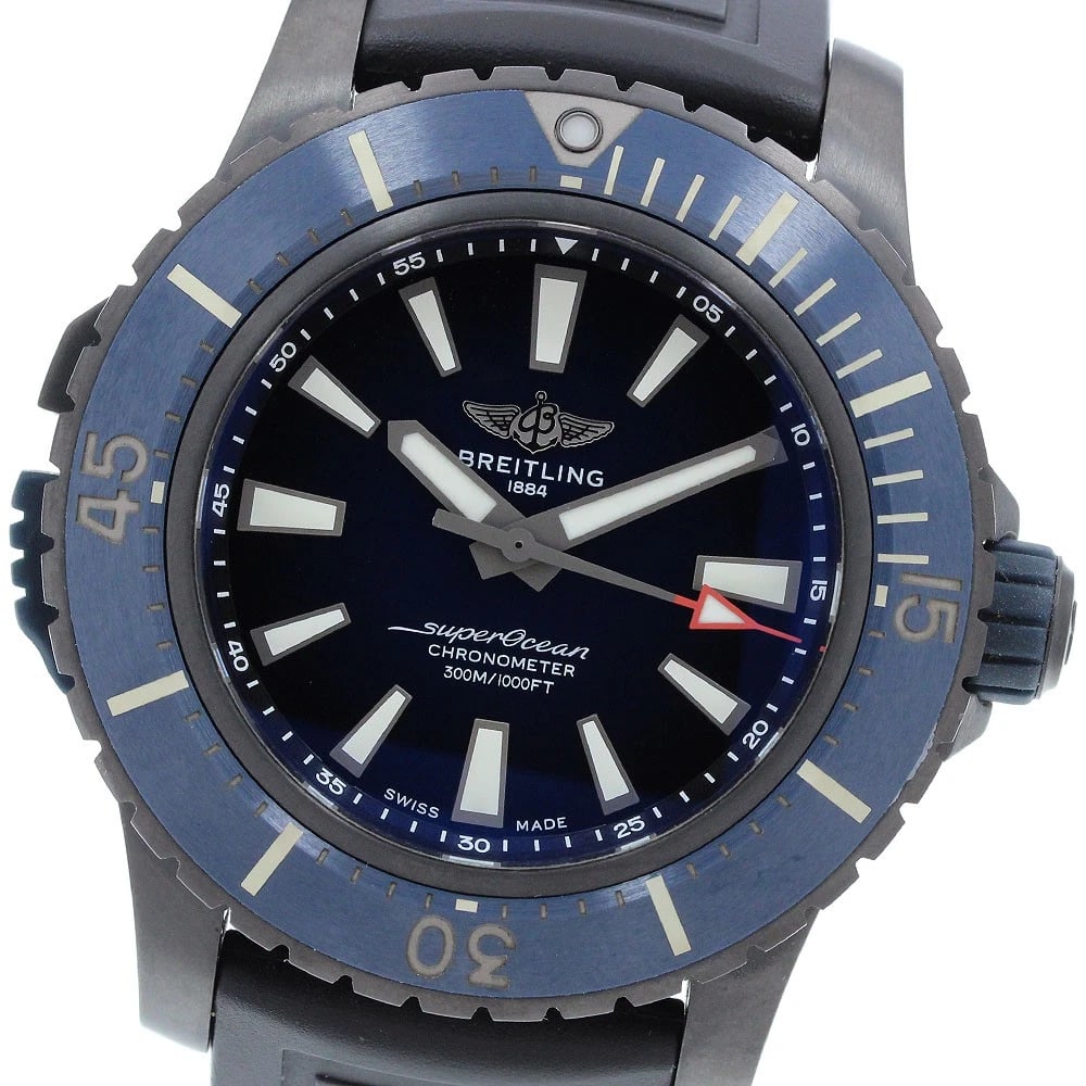 BREITLING SUPEROCEAN 48 NAVY DIAL AUTOMATIC WATCH: BREITLING Superocean 48 Navy Dial Automatic Watch Brand: BREITLING Type/Style: Wristwatch Material: Band Material rubber, Case Material titanium Color: Band Color black, Case Color black, Dial Color N