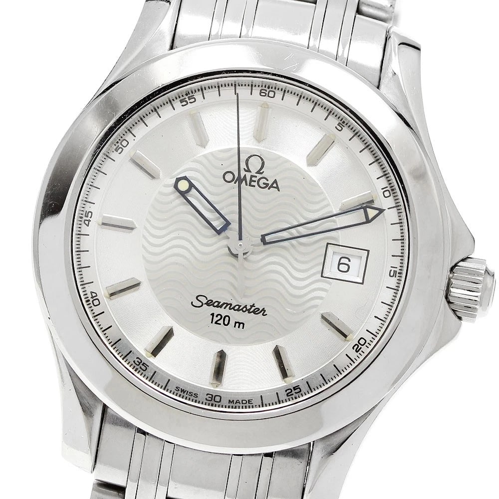 OMEGA SEAMASTER DATE SILVER DIAL QUARTZ WATCH: OMEGA Seamaster Date Silver Dial Quartz Watch Brand: OMEGA Type/Style: Wristwatch Material: Band Material Stainless Steel, Case Material Stainless Steel Color: Band Color Silver, Case Color Silver, Di