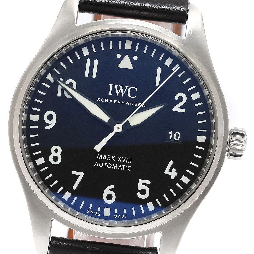 IWC SCHAFFHAUSEN PILOT WATCH MARK AUTOMATIC WATCH: IWC SCHAFFHAUSEN Pilot watch mark Automatic Watch Brand: IWC SCHAFFHAUSEN Type/Style: Wristwatch Material: Band Material leather, Case Material Stainless Steel Color: Band Color black, Case Color