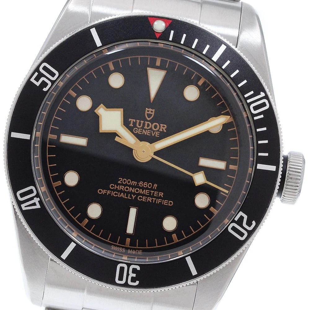 TUDOR HERITAGE BLACK BAY BLACK DIAL AUTOMATIC WATCH: TUDOR Heritage Black Bay black Dial Automatic Watch Brand: TUDOR Type/Style: Wristwatch Material: Band Material Stainless Steel, Case Material Stainless Steel Color: Band Color Silver, Case Color Silv