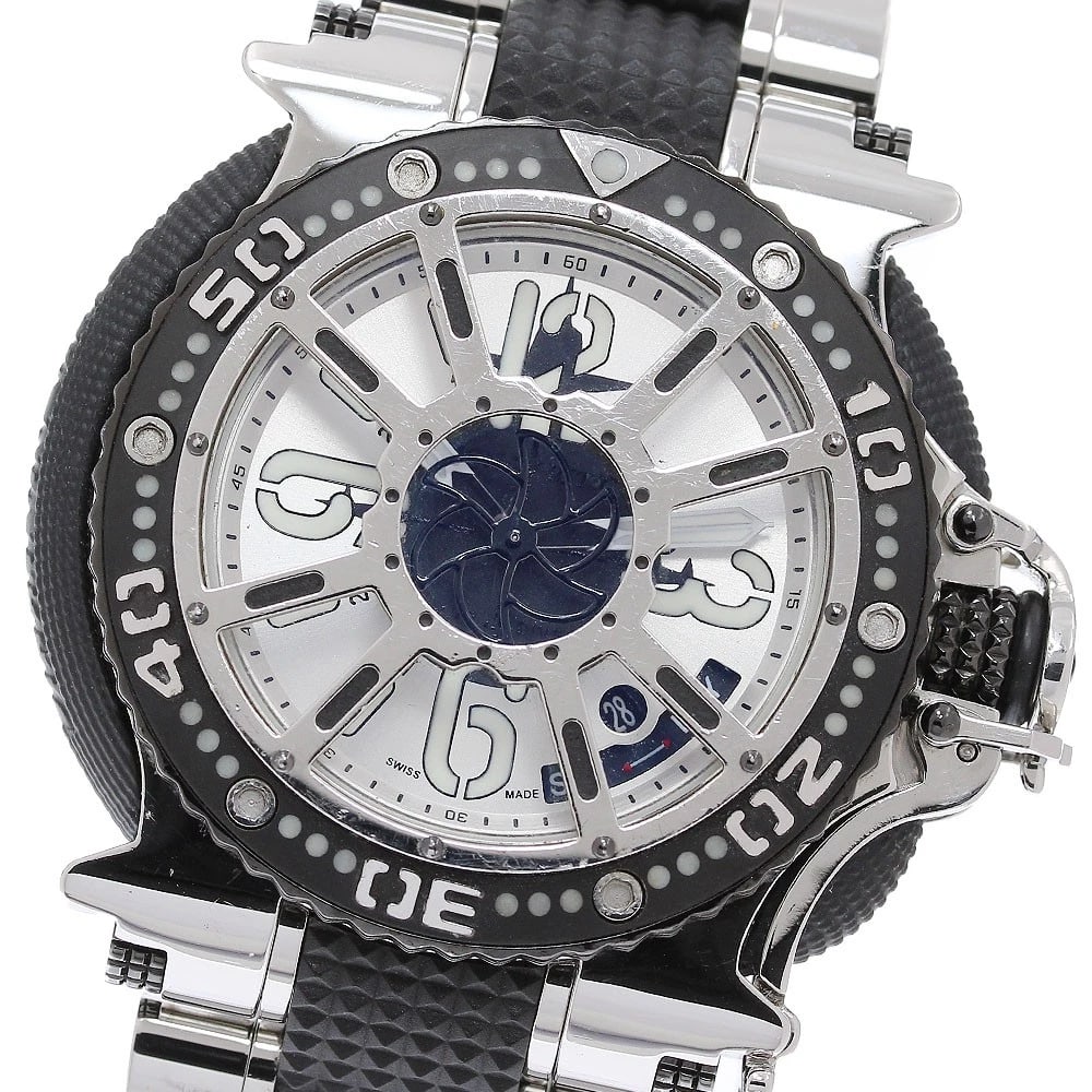 AQUANAUTIC SUB COMMANDER DAY DATE SILVER DIAL AUTOMATIC WATCH: AQUANAUTIC Sub Commander Day date Silver Dial Automatic Watch Brand: AQUANAUTIC Type/Style: Wristwatch Material: Band Material Stainless Steel / Rubber, Case Material Stainless Steel / Rubber Color: B