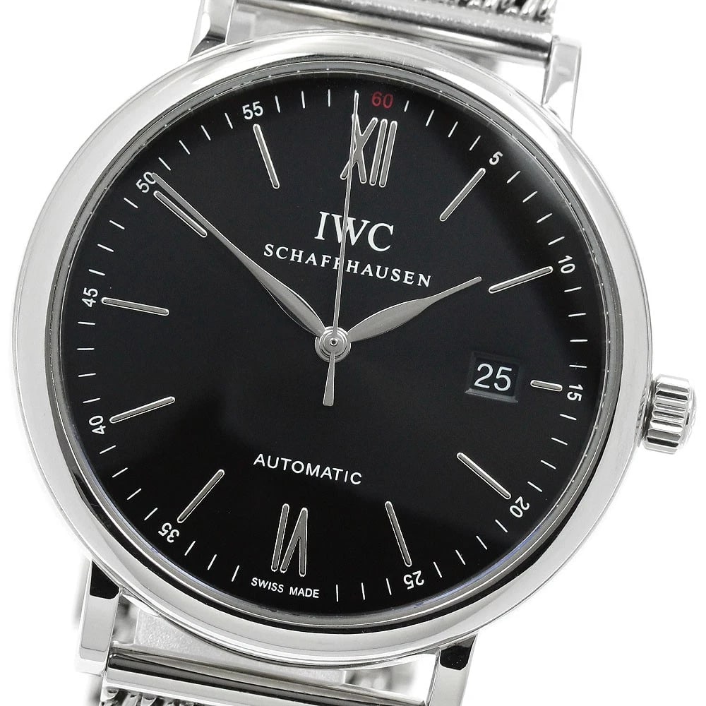IWC SCHAFFHAUSEN PORTOFINO DATE BLACK DIAL AUTOMATIC WATCH: IWC SCHAFFHAUSEN Portofino Date black Dial Automatic Watch Brand: IWC SCHAFFHAUSEN Type/Style: Wristwatch Material: Band Material Stainless Steel, Case Material Stainless Steel Color: Band Color Silve