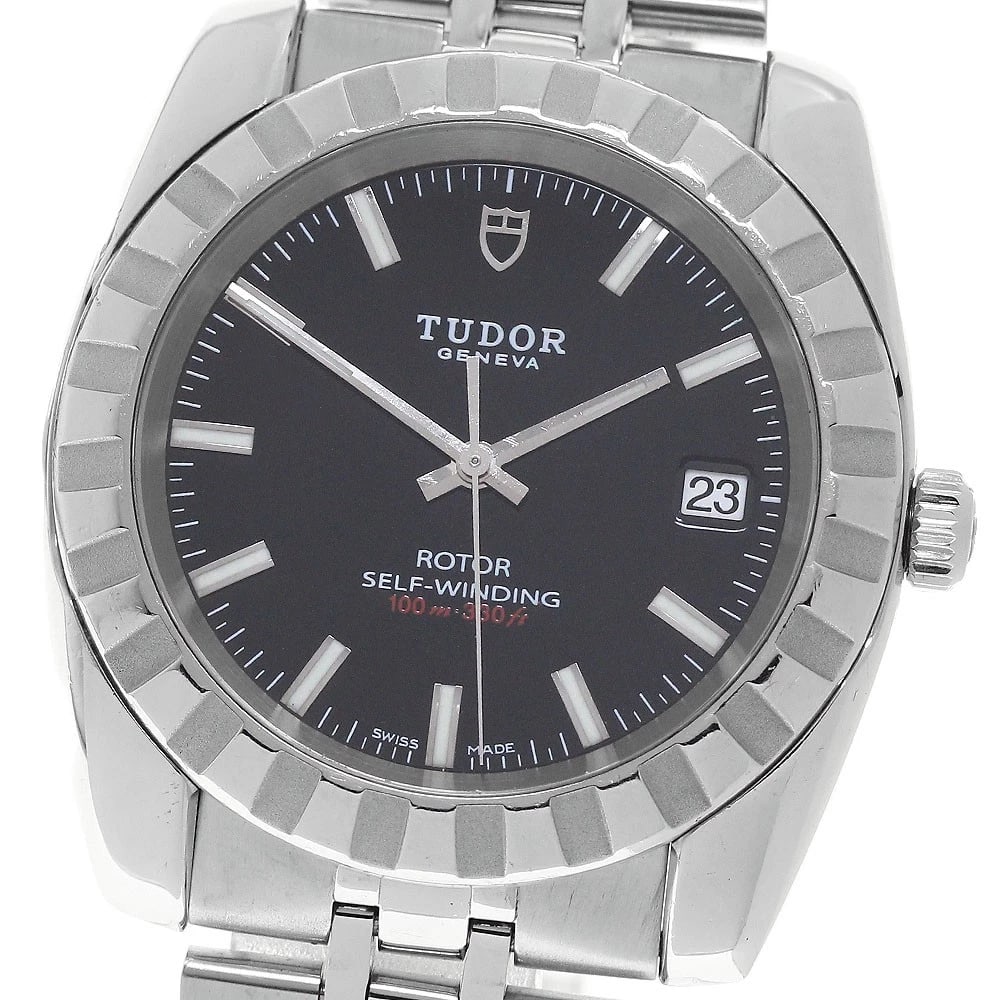 TUDOR CLASSIC DATE BLACK DIAL AUTOMATIC WATCH: TUDOR Classic Date black Dial Automatic Watch Brand: TUDOR Type/Style: Wristwatch Material: Band Material Stainless Steel, Case Material Stainless Steel Color: Band Color Silver, Case Color Silver, Di
