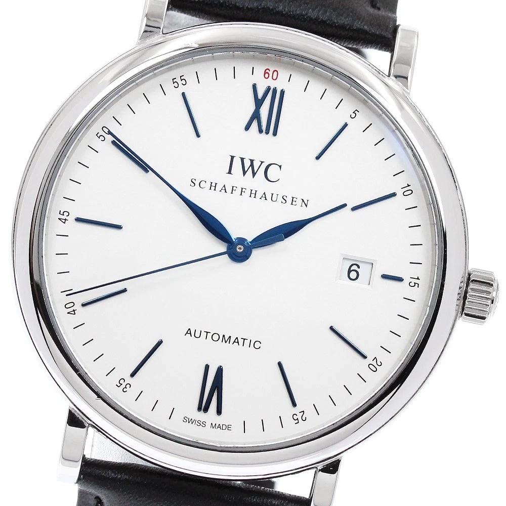 IWC SCHAFFHAUSEN PORTOFINO DATE AUTOMATIC WATCH: IWC SCHAFFHAUSEN Portofino Date Automatic Watch Brand: IWC SCHAFFHAUSEN Type/Style: Wristwatch Material: Band Material leather, Case Material Stainless Steel Color: Band Color black, Case Color