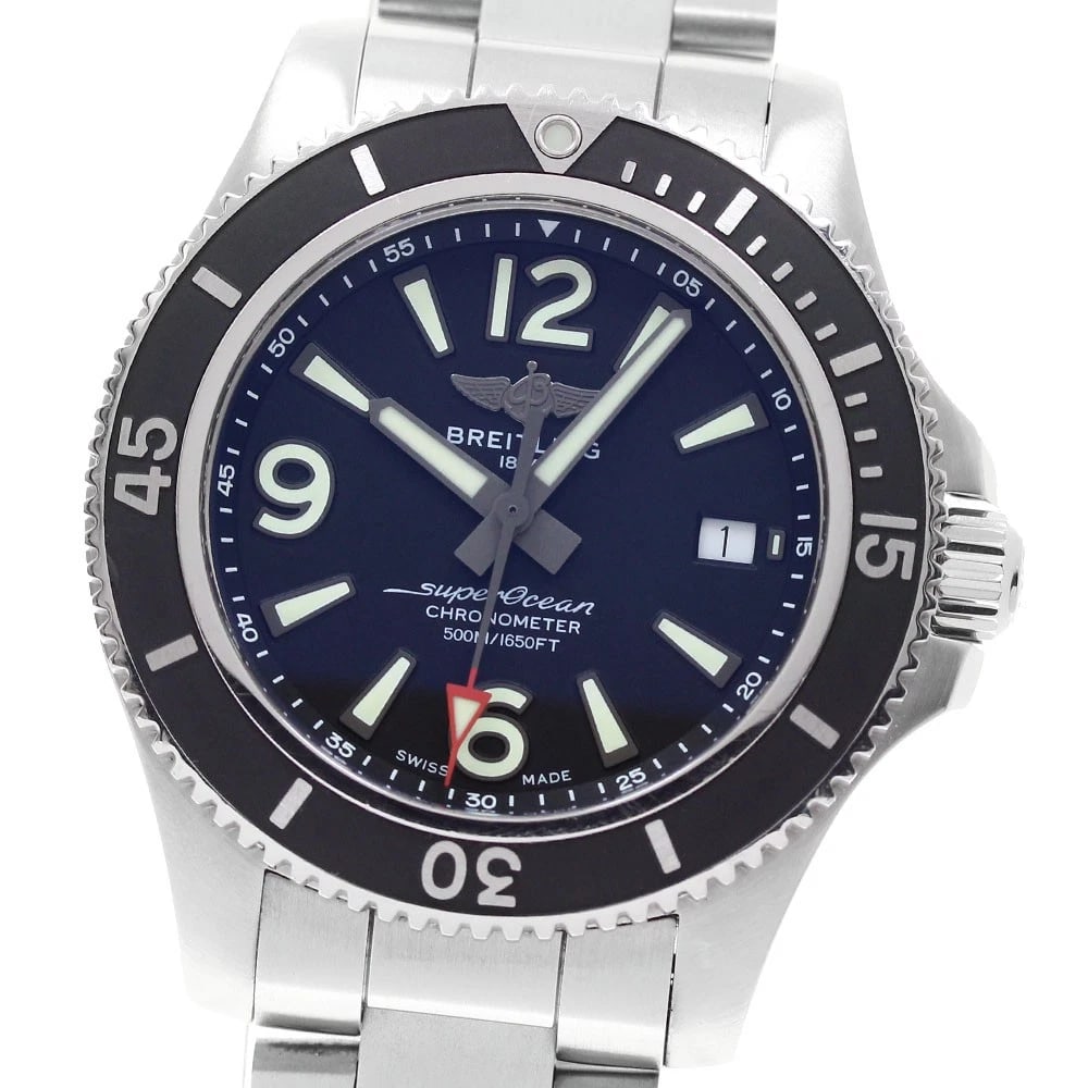 BREITLING SUPER OCEAN 42 DATE BLACK DIAL AUTOMATIC WATCH: BREITLING Super Ocean 42 Date Black Dial Automatic Watch Brand: BREITLING Type/Style: Wristwatch Material: Band Material Stainless Steel, Case Material Stainless Steel Color: Band Color Silver, Case