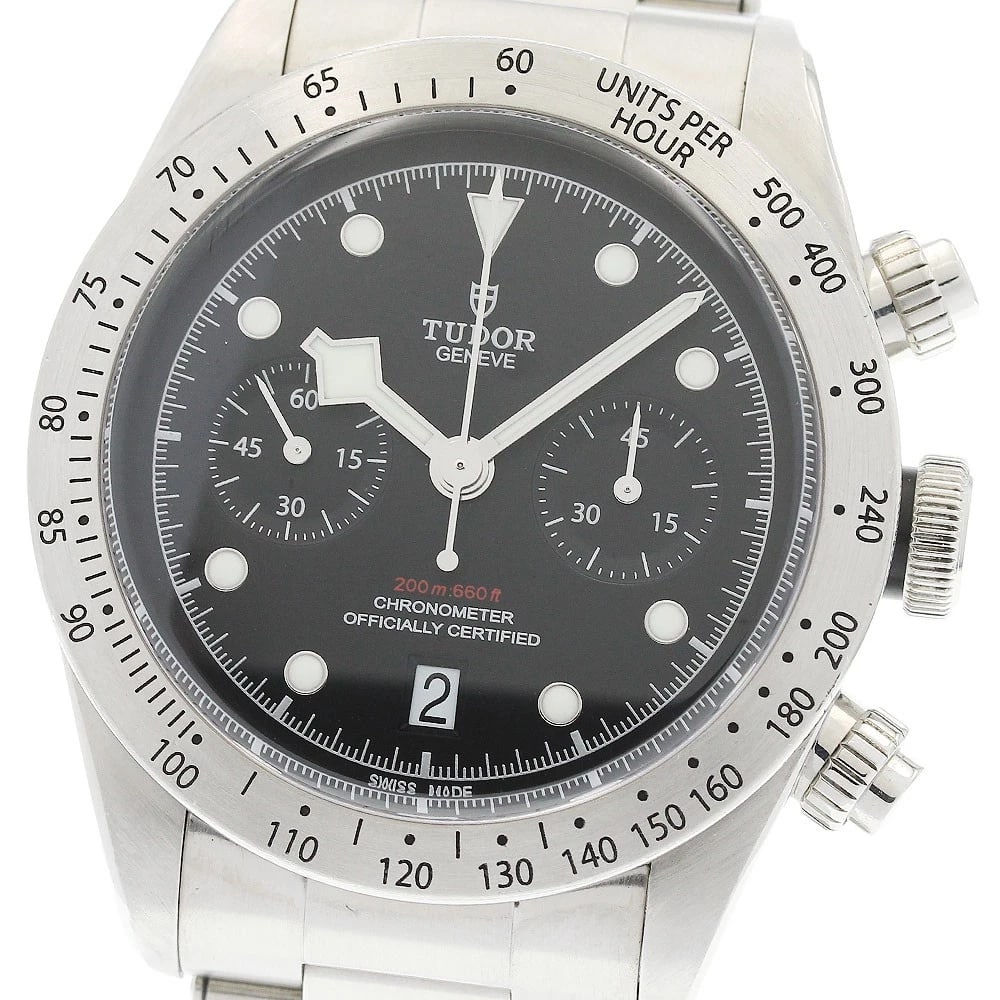 TUDOR HERITAGE BLACK BAY CHRONOGRAPH DATE AUTOMATIC WATCH: TUDOR Heritage Black Bay Chronograph Date Automatic Watch Brand: TUDOR Type/Style: Wristwatch Material: Band Material Stainless Steel, Case Material Stainless Steel Color: Band Color Silver, Case