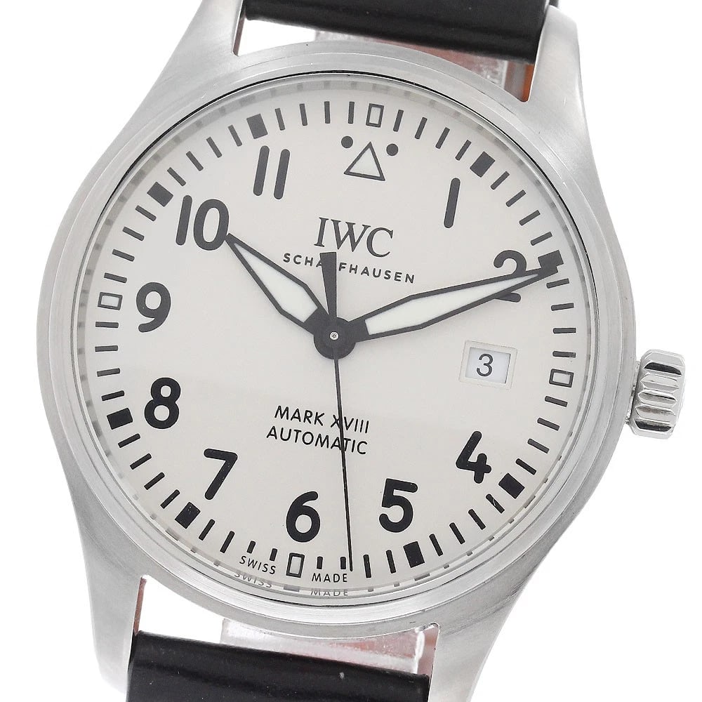 IWC SCHAFFHAUSEN PILOT WATCH MARK AUTOMATIC WATCH: IWC SCHAFFHAUSEN Pilot watch mark Automatic Watch Brand: IWC SCHAFFHAUSEN Type/Style: Wristwatch Material: Band Material leather, Case Material Stainless Steel Color: Band Color Black / orange, Case