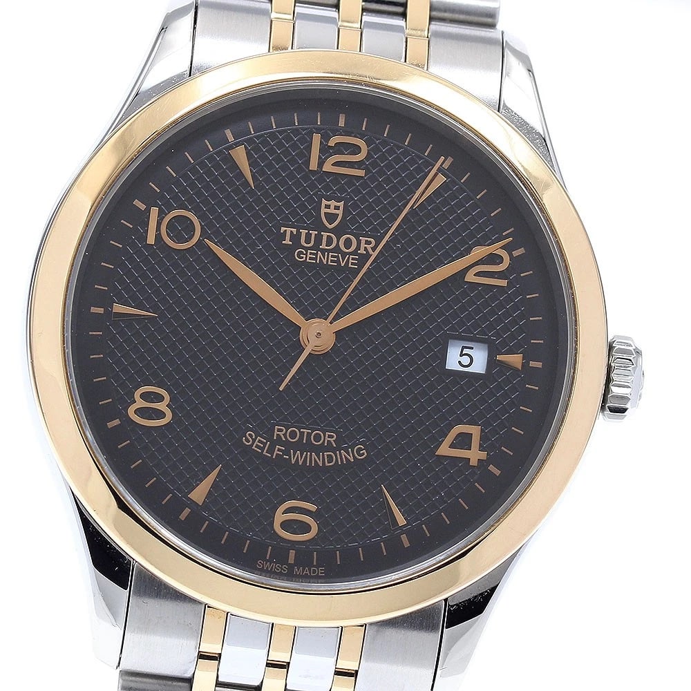 TUDOR DATE BLACK DIAL AUTOMATIC WATCH: TUDOR Date black Dial Automatic Watch Brand: TUDOR Type/Style: Wristwatch Material: Band Material Stainless Steel/PG, Case Material Stainless Steel/PG Color: Band Color Silver / Pink Gold, Case Color