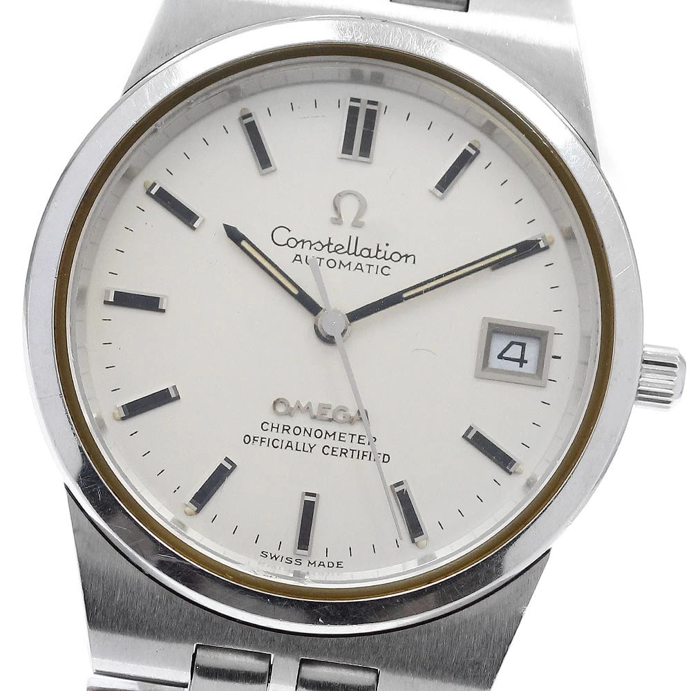 OMEGA CONSTELLATION DATE AUTOMATIC WATCH: OMEGA Constellation Date Automatic Watch Brand: OMEGA Type/Style: Wristwatch Material: Band Material Stainless Steel, Case Material Stainless Steel Color: Band Color Silver, Case Color Silver, Dial