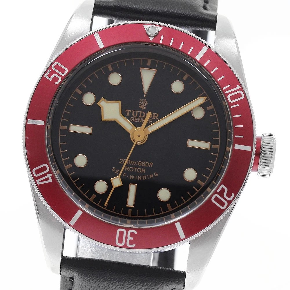TUDOR HERITAGE BLACK BAY BLACK DIAL AUTOMATIC WATCH: TUDOR Heritage Black Bay black Dial Automatic Watch Brand: TUDOR Type/Style: Wristwatch Material: Band Material leather, Case Material Stainless Steel Color: Band Color black, Case Color Silver, Dial
