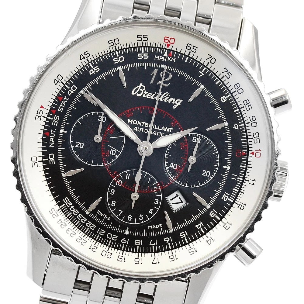 BREITLING NAVITIMER MONTBRILLANT AUTOMATIC WATCH: BREITLING Navitimer Montbrillant Automatic Watch Brand: BREITLING Type/Style: Wristwatch Material: Band Material Stainless Steel, Case Material Stainless Steel Color: Band Color Silver, Case Color