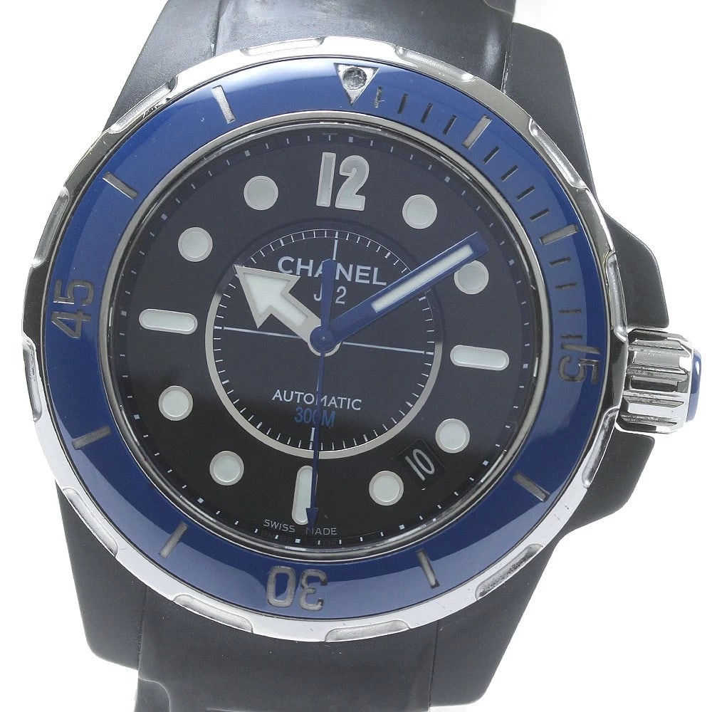 CHANEL J12 MARINE 38 DATE BLACK DIAL AUTOMATIC WATCH: CHANEL J12 Marine 38 Date Black Dial Automatic Watch Brand: CHANEL Type/Style: Wristwatch Material: Band Material rubber, Case Material Ceramic / Stainless Steel Color: Band Color black, Case Color
