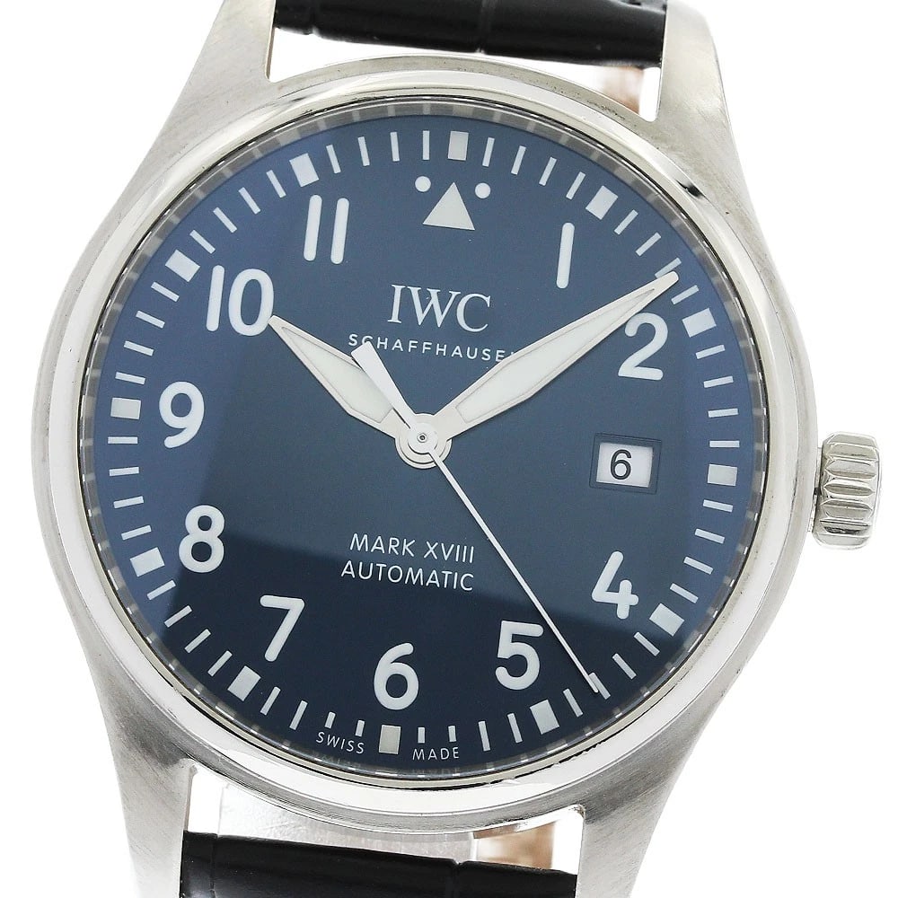 IWC SCHAFFHAUSEN PILOT WATCH MARK AUTOMATIC WATCH: IWC SCHAFFHAUSEN Pilot watch mark Automatic Watch Brand: IWC SCHAFFHAUSEN Type/Style: Wristwatch Material: Band Material leather, Case Material Stainless Steel Color: Band Color black, Case Color