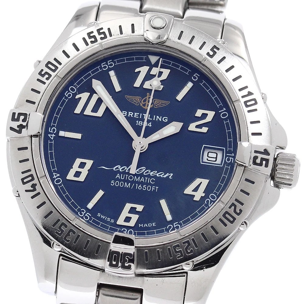 BREITLING COLT OCEAN DATE NAVY DIAL AUTOMATIC WATCH: BREITLING Colt Ocean Date Navy Dial Automatic Watch Brand: BREITLING Type/Style: Wristwatch Material: Band Material Stainless Steel, Case Material Stainless Steel Color: Band Color Silver, Case Color 