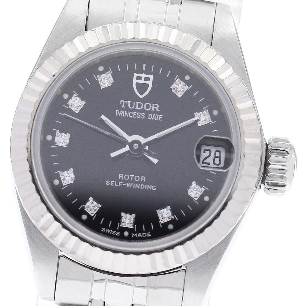 TUDOR PRINCESS DATE DIAMOND WG BEZEL AUTOMATIC WATCH: TUDOR Princess Date Diamond WG Bezel Automatic Watch Brand: TUDOR Type/Style: Wristwatch Material: Band Material Stainless Steel, Case Material Stainless Steel/WG Color: Band Color Silver, Case Color