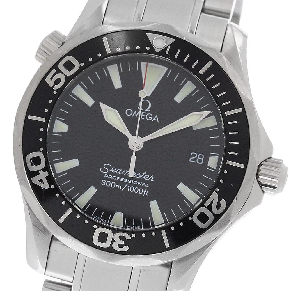 OMEGA SEAMASTER DATE BLACK DIAL QUARTZ WATCH: OMEGA Seamaster Date black Dial Quartz Watch Brand: OMEGA Type/Style: Wristwatch Material: Band Material Stainless Steel, Case Material Stainless Steel Color: Band Color Silver, Case Color Silver,