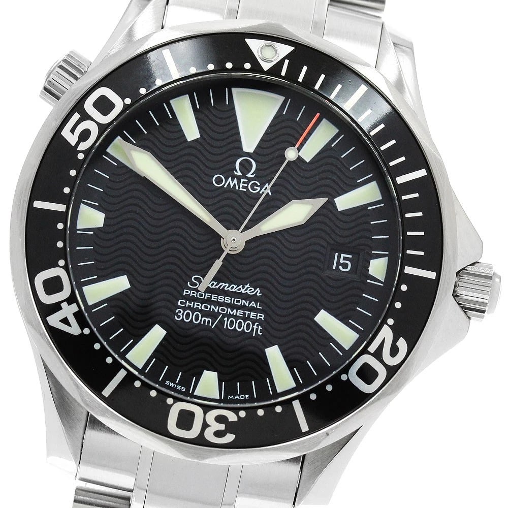 OMEGA SEAMASTER DATE BLACK DIAL AUTOMATIC WATCH: OMEGA Seamaster Date Black Dial Automatic Watch Brand: OMEGA Type/Style: Wristwatch Material: Band Material Stainless Steel, Case Material Stainless Steel Color: Band Color Silver, Case Color Silver, 