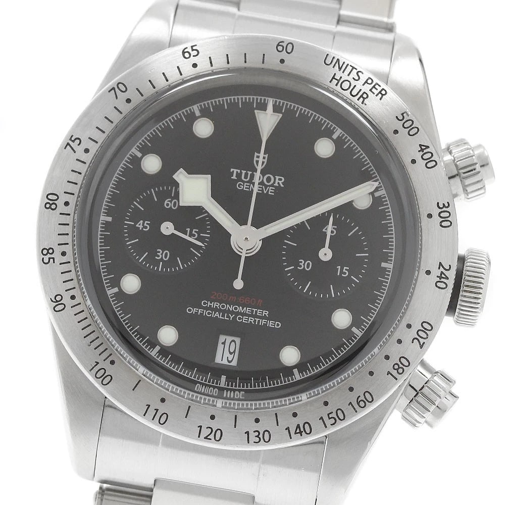 TUDOR HERITAGE BLACK BAY CHRONOGRAPH DATE AUTOMATIC WATCH: TUDOR Heritage Black Bay Chronograph Date Automatic Watch Brand: TUDOR Type/Style: Wristwatch Material: Band Material Stainless Steel, Case Material Stainless Steel Color: Band Color Silver, Case