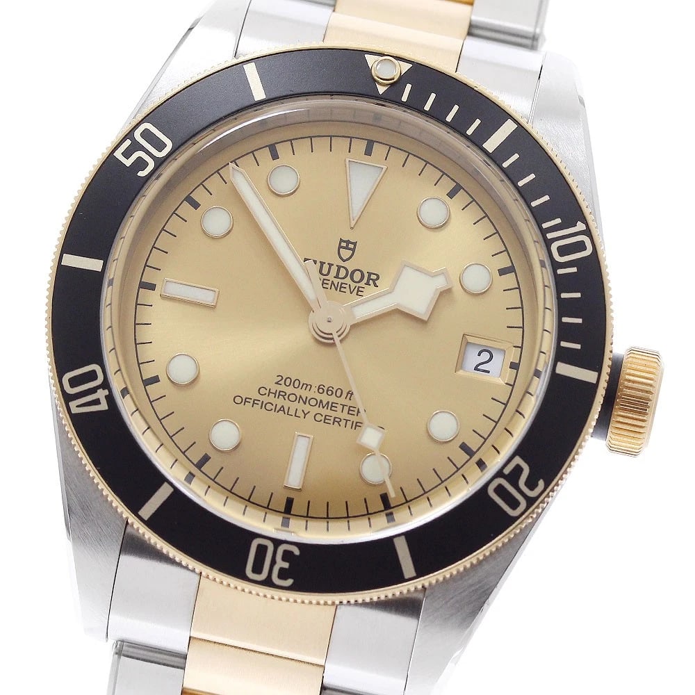 TUDOR HERITAGE BLACK BAY DATE GOLD DIAL AUTOMATIC WATCH: TUDOR Heritage Black Bay Date Gold Dial Automatic Watch Brand: TUDOR Type/Style: Wristwatch Material: Band Material Stainless Steel/YG, Case Material Stainless Steel/YG Color: Band Color Silver /
