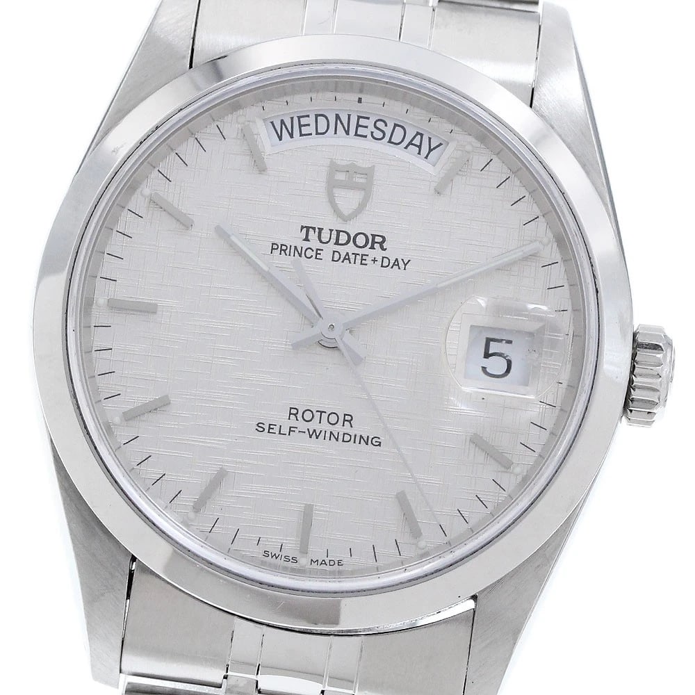 TUDOR PRINCE DATE DAY LINEN DIAL SILVER DIAL AUTOMATIC WATCH: TUDOR Prince Date Day Linen Dial Silver Dial Automatic Watch Brand: TUDOR Type/Style: Wristwatch Material: Band Material Stainless Steel, Case Material Stainless Steel Color: Band Color Silver, Case