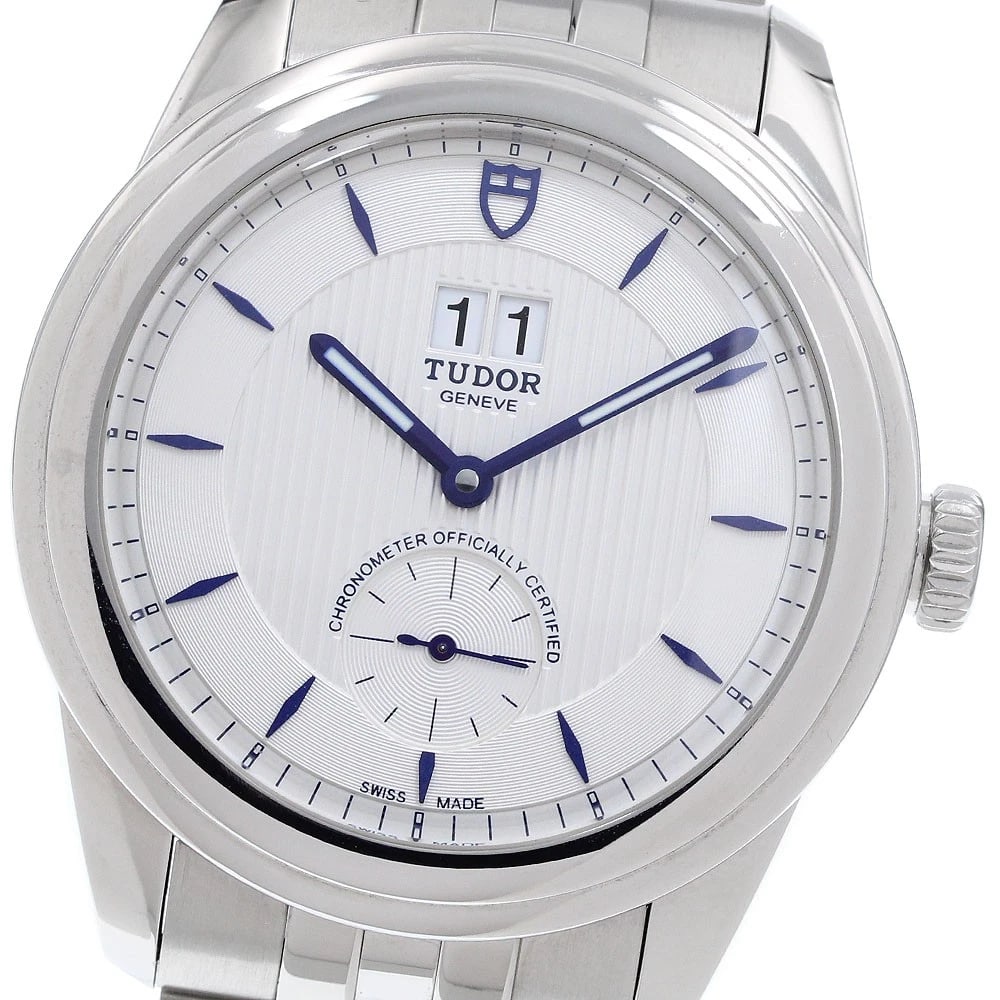 TUDOR GLAMOUR DOUBLE DATE SILVER DIAL AUTOMATIC WATCH: TUDOR Glamour Double Date Silver Dial Automatic Watch Brand: TUDOR Type/Style: Wristwatch Material: Band Material Stainless Steel, Case Material Stainless Steel Color: Band Color Silver, Case Color Si