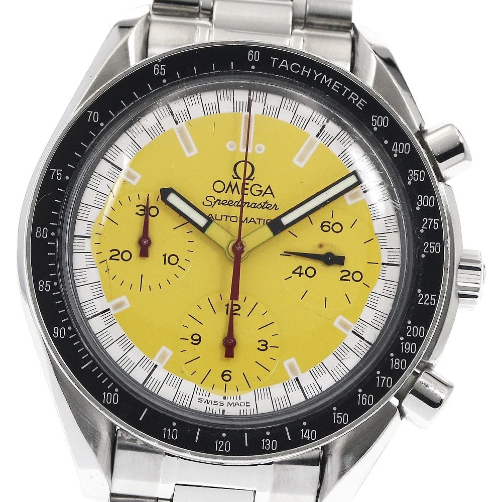 OMEGA SPEEDMASTER RACING SCHUMACHER AUTOMATIC WATCH: OMEGA Speedmaster Racing Schumacher Automatic Watch Brand: OMEGA Type/Style: Wristwatch Material: Band Material Stainless Steel, Case Material Stainless Steel Color: Band Color Silver, Case Color