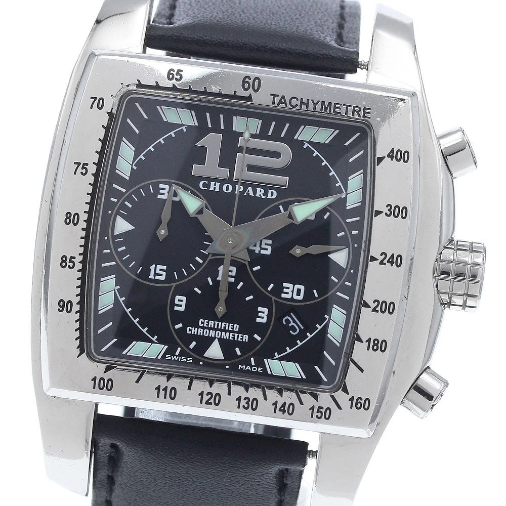 CHOPARD 20 TYCOON CHRONOGRAPH DATE BLACK DIAL AUTOMATIC WATCH: Chopard 20 Tycoon Chronograph Date black Dial Automatic Watch Brand: Chopard Type/Style: Wristwatch Material: Band Material leather, Case Material Stainless Steel Color: Band Color black, Case Color