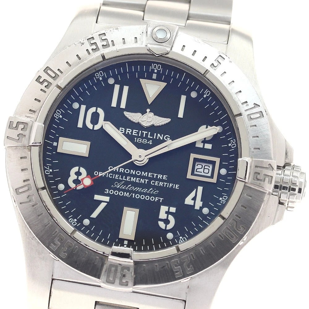 BREITLING AVENGER SEAWOLF DATE BLACK DIAL AUTOMATIC WATCH: BREITLING Avenger Seawolf Date black Dial Automatic Watch Brand: BREITLING Type/Style: Wristwatch Material: Band Material Stainless Steel, Case Material Stainless Steel Color: Band Color Silver, Case