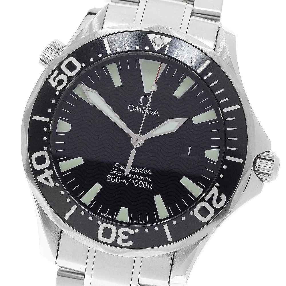 OMEGA SEAMASTER DATE BLACK DIAL QUARTZ WATCH: OMEGA Seamaster Date black Dial Quartz Watch Brand: OMEGA Type/Style: Wristwatch Material: Band Material Stainless Steel, Case Material Stainless Steel Color: Band Color Silver, Case Color Silver,