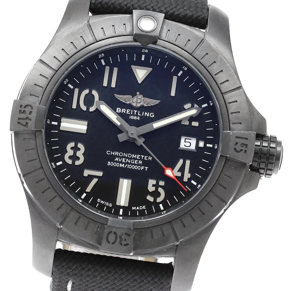 BREITLING AVENGER AUTOMATIC 45 SEAWOLF DATE AUTOMATIC WATCH: BREITLING Avenger Automatic 45 Seawolf Date Automatic Watch Brand: BREITLING Type/Style: Wristwatch Material: Band Material Nylon / leather, Case Material titanium Color: Band Color Black / yellow,