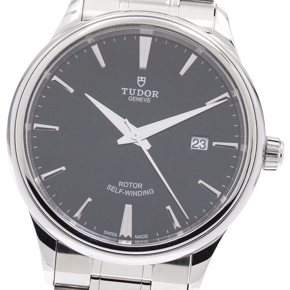TUDOR STYLE DATE BLACK DIAL AUTOMATIC WATCH: TUDOR style Date black Dial Automatic Watch Brand: TUDOR Type/Style: Wristwatch Material: Band Material Stainless Steel, Case Material Stainless Steel Color: Band Color Silver, Case Color Silver,