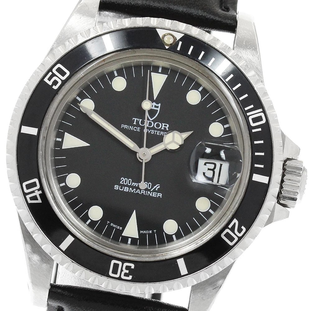 TUDOR PRINCE OYSTER DATE SUBMARINER AUTOMATIC WATCH: TUDOR Prince Oyster Date Submariner Automatic Watch Brand: TUDOR Type/Style: Wristwatch Material: Band Material leather, Case Material Stainless Steel Color: Band Color black, Case Color Silver, Dial