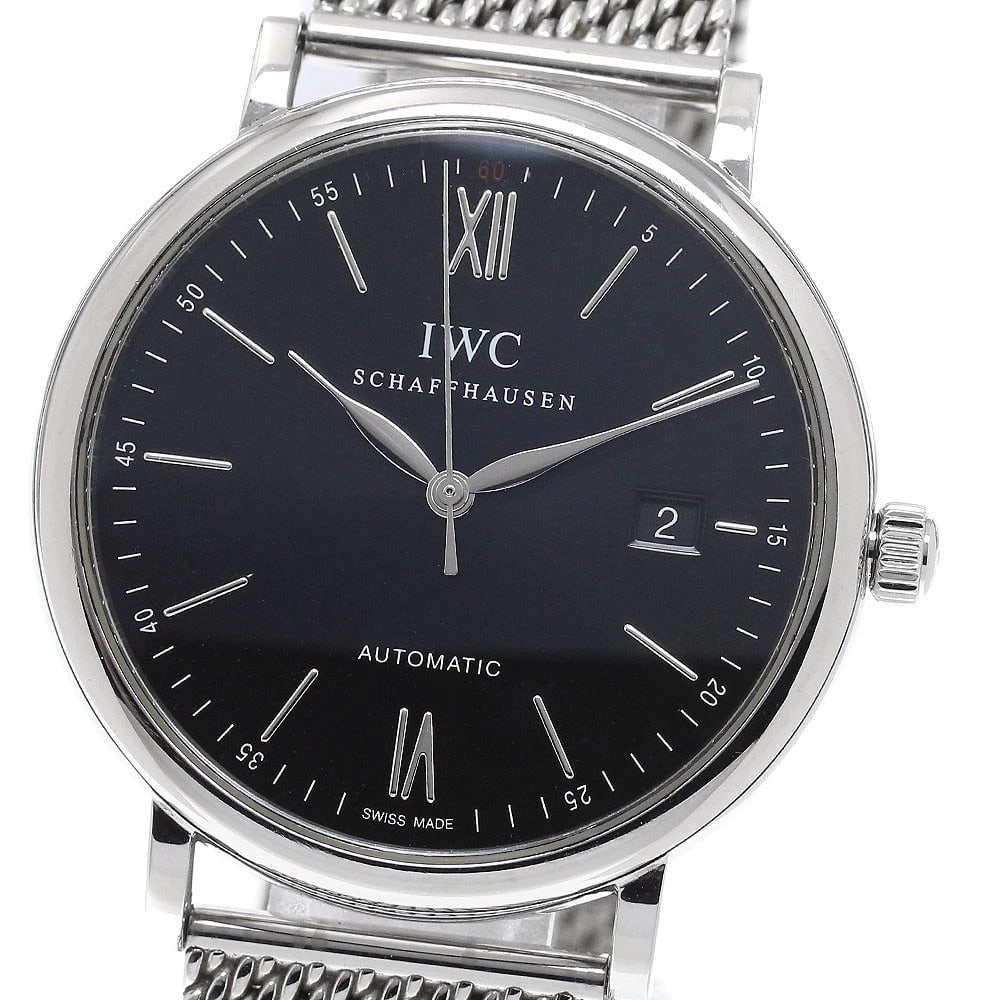 IWC SCHAFFHAUSEN PORTOFINO DATE BLACK DIAL AUTOMATIC WATCH: IWC SCHAFFHAUSEN Portofino Date Black Dial Automatic Watch Brand: IWC SCHAFFHAUSEN Type/Style: Wristwatch Material: Band Material Stainless Steel, Case Material Stainless Steel Color: Band Color