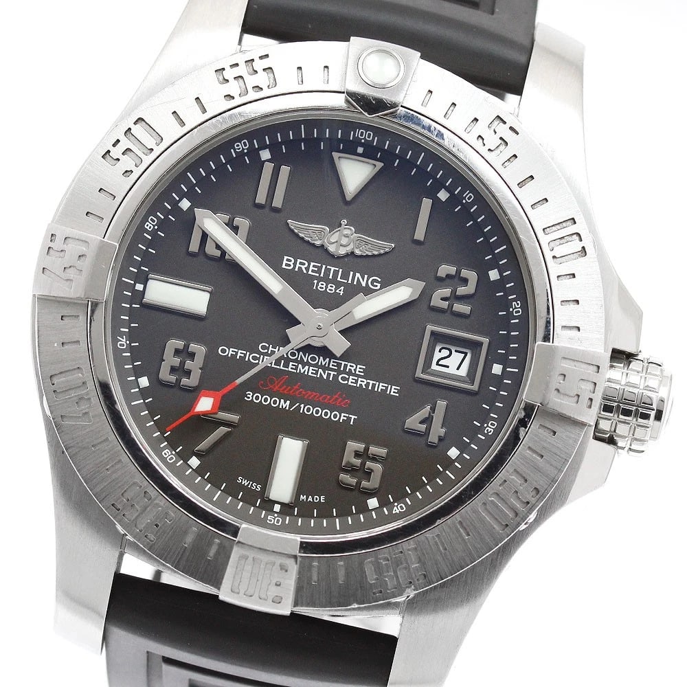 BREITLING AVENGER II SEAWOLF DATE GRAY DIAL AUTOMATIC WATCH: BREITLING Avenger II Seawolf Date gray Dial Automatic Watch Brand: BREITLING Type/Style: Wristwatch Material: Band Material rubber, Case Material Stainless Steel Color: Band Color black, Case Color