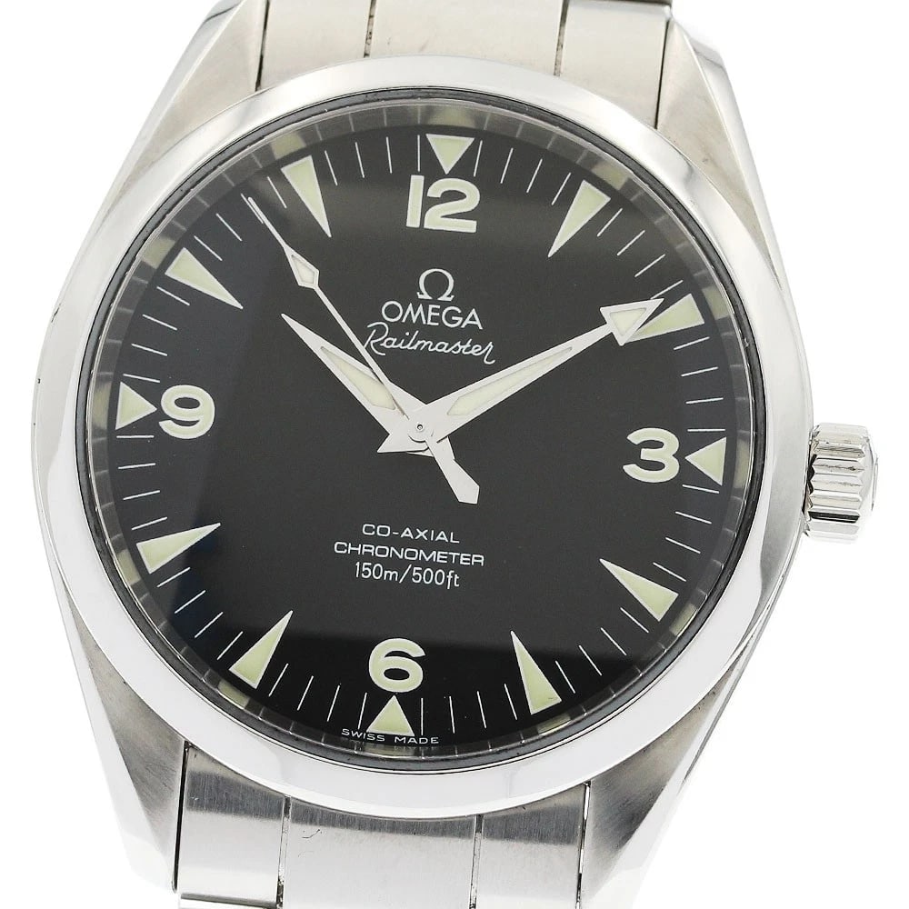 OMEGA SEAMASTER AQUA TERRA RAILMASTER BLACK DIAL AUTOMATIC WATCH: OMEGA Seamaster Aqua Terra Railmaster Black Dial Automatic Watch Brand: OMEGA Type/Style: Wristwatch Material: Band Material Stainless Steel, Case Material Stainless Steel Color: Band Color Silver,