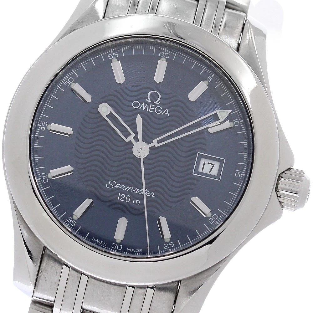 OMEGA SEAMASTER DATE NAVY DIAL QUARTZ WATCH: OMEGA Seamaster Date Navy Dial Quartz Watch Brand: OMEGA Type/Style: Wristwatch Material: Band Material Stainless Steel, Case Material Stainless Steel Color: Band Color Silver, Case Color Silver,
