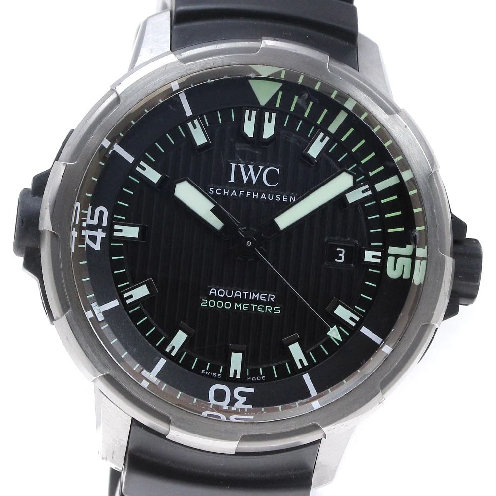 IWC SCHAFFHAUSEN AQUATIMER AUTOMATIC AUTOMATIC WATCH: IWC SCHAFFHAUSEN Aquatimer Automatic Automatic Watch Brand: IWC SCHAFFHAUSEN Type/Style: Wristwatch Material: Band Material rubber, Case Material titanium Color: Band Color black, Case Color Silver,
