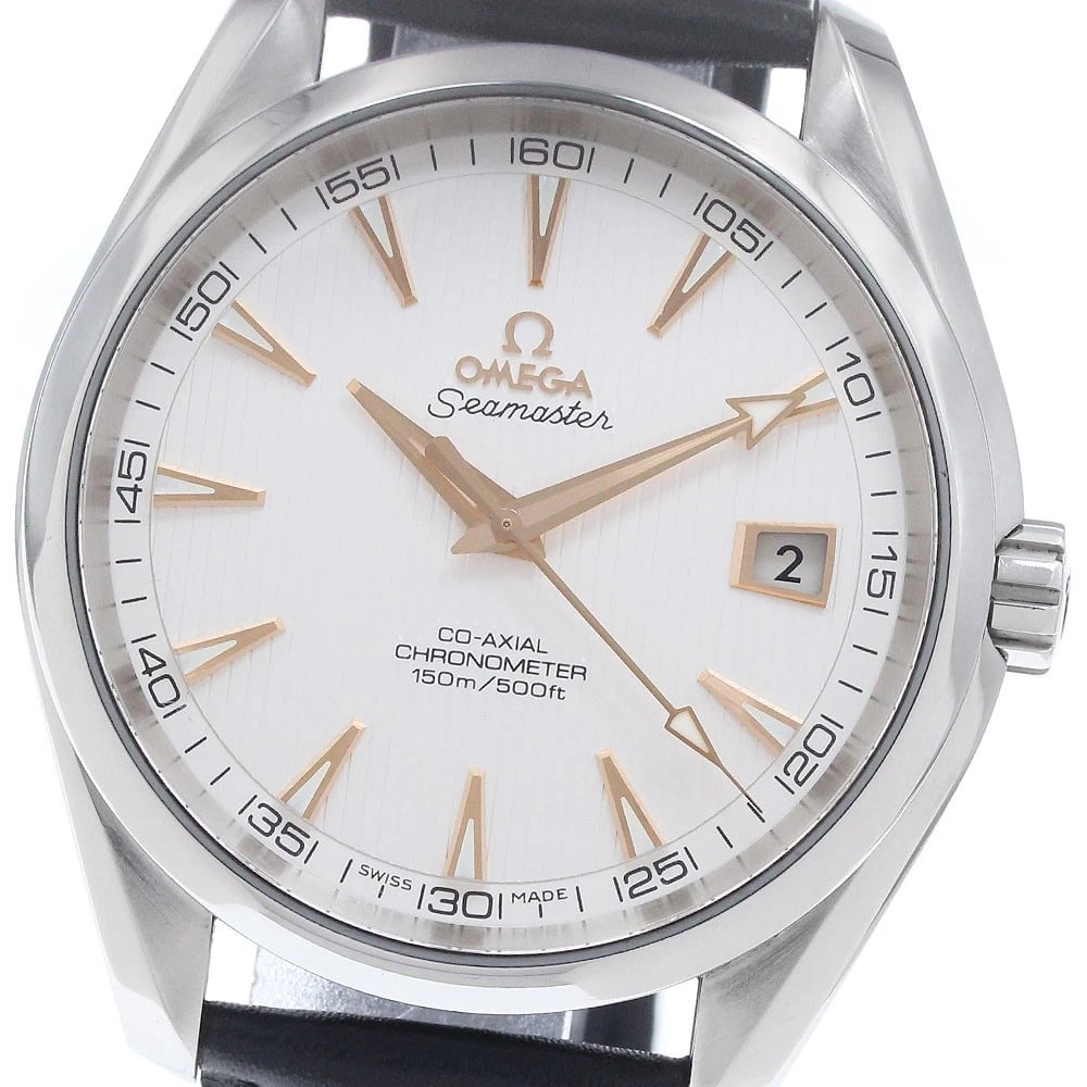 OMEGA SEAMASTER AQUA TERRA AUTOMATIC WATCH: OMEGA Seamaster Aqua Terra Automatic Watch Brand: OMEGA Type/Style: Wristwatch Material: Band Material leather, Case Material Stainless Steel Color: Band Color black, Case Color Silver, Dial Color