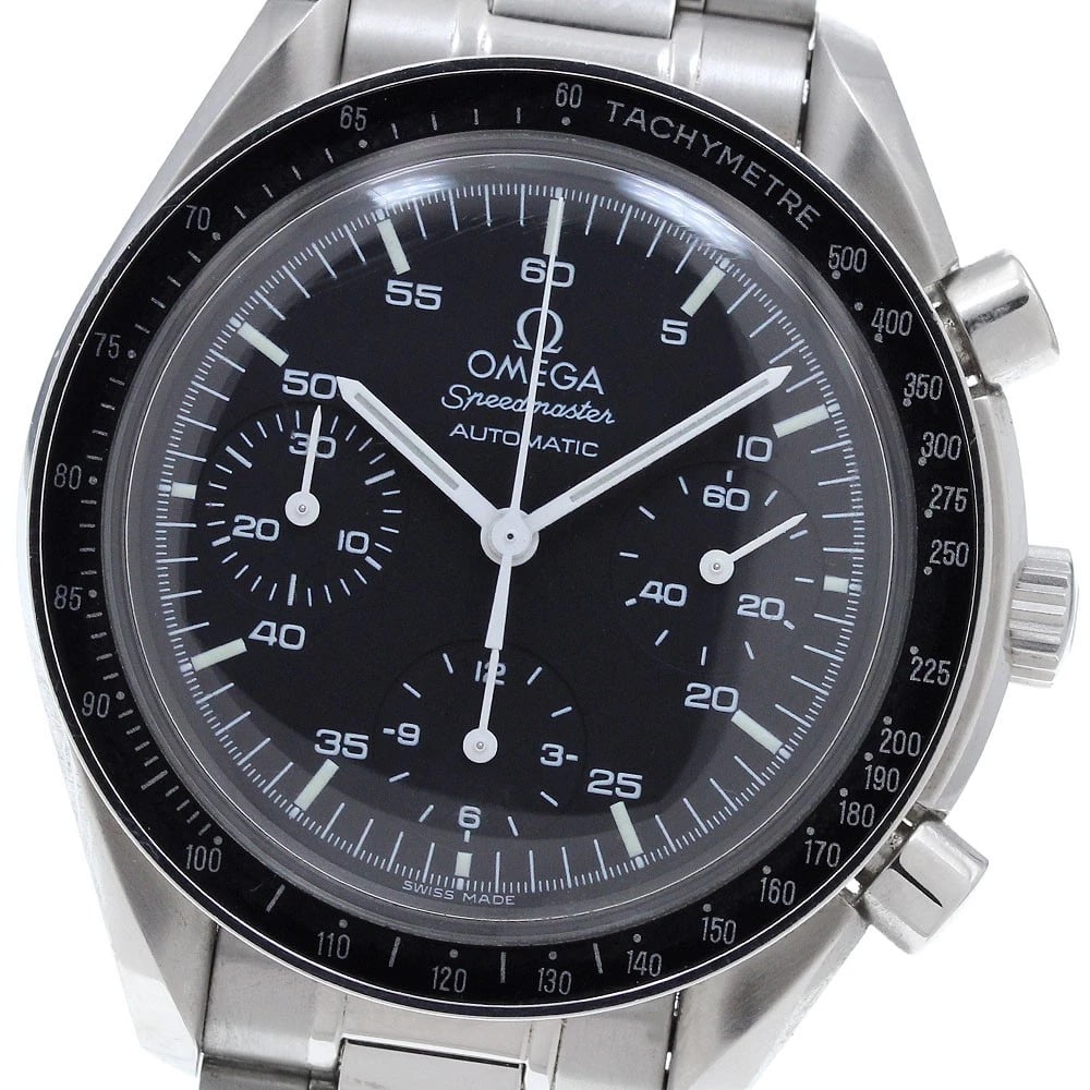 OMEGA SPEEDMASTER CHRONOGRAPH BLACK DIAL AUTOMATIC WATCH: OMEGA Speedmaster Chronograph Black Dial Automatic Watch Brand: OMEGA Type/Style: Wristwatch Material: Band Material Stainless Steel, Case Material Stainless Steel Color: Band Color Silver, Case