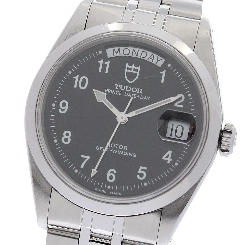 TUDOR PRINCE DATE DAY BLACK DIAL AUTOMATIC WATCH: TUDOR Prince Date Day Black Dial Automatic Watch Brand: TUDOR Type/Style: Wristwatch Material: Band Material Stainless Steel, Case Material Stainless Steel Color: Band Color Silver, Case Color
