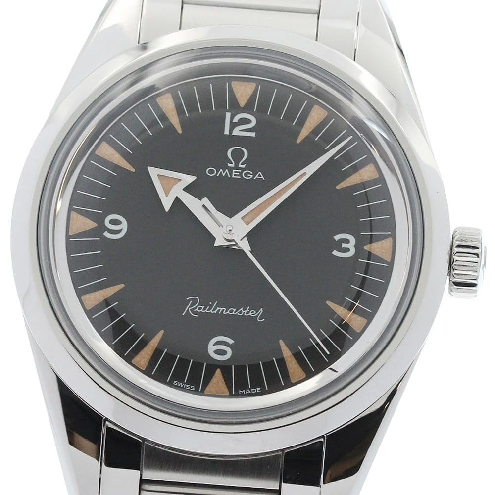 OMEGA 1957 TRILOGY RAILMASTER AUTOMATIC WATCH: OMEGA 1957 Trilogy Railmaster Automatic Watch Brand: OMEGA Type/Style: Wristwatch Material: Band Material Stainless Steel, Case Material Stainless Steel Color: Band Color Silver, Case Color Silver,