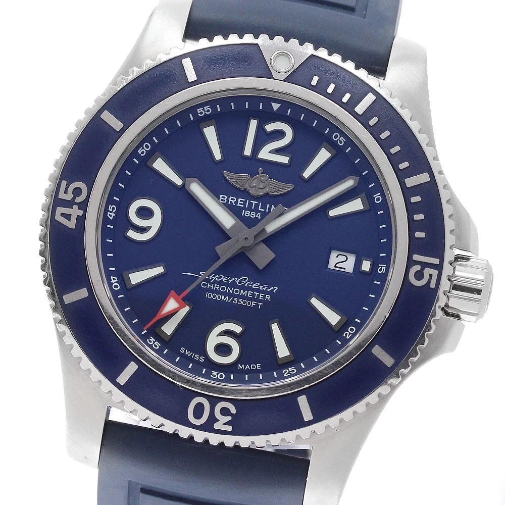 BREITLING SUPER OCEAN 44 DATE NAVY DIAL AUTOMATIC WATCH: BREITLING Super Ocean 44 Date Navy Dial Automatic Watch Brand: BREITLING Type/Style: Wristwatch Material: Band Material rubber, Case Material Stainless Steel Color: Band Color Navy, Case Color