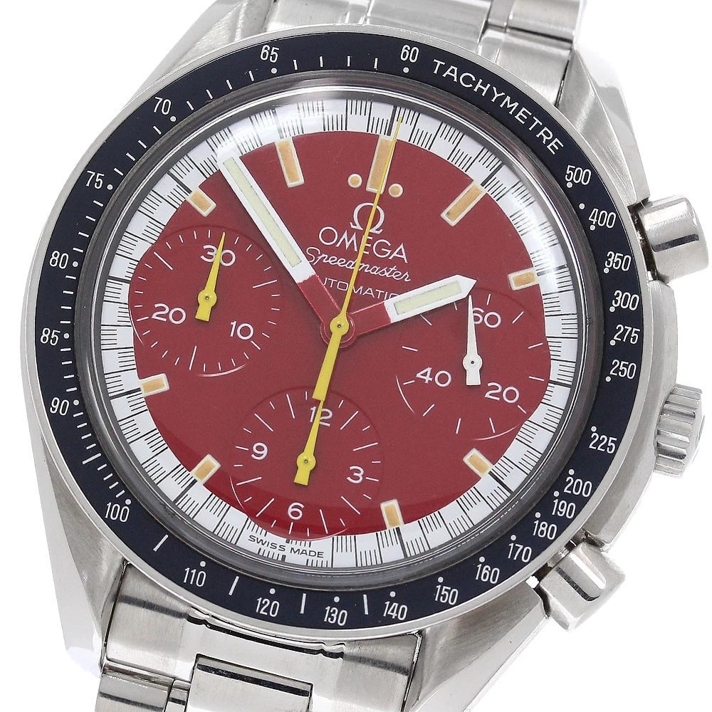 OMEGA SPEEDMASTER RACING SCHUMACHER MODEL AUTOMATIC WATCH: OMEGA Speedmaster Racing Schumacher Model Automatic Watch Brand: OMEGA Type/Style: Wristwatch Material: Band Material Stainless Steel, Case Material Stainless Steel Color: Band Color Silver, Case